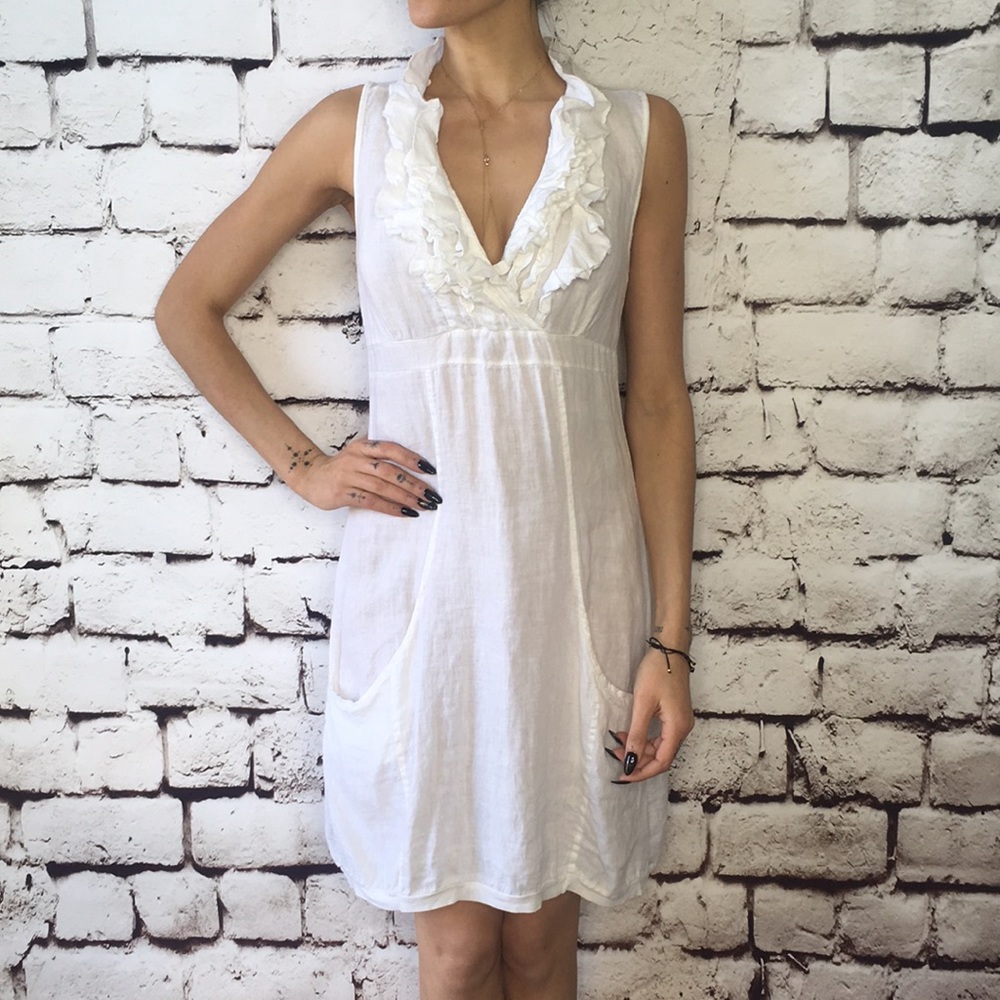 White linen Piazza Roma dress size M
